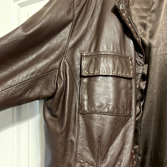 Chico’s, leather jacket, chocolate brown - Picture 4 of 5